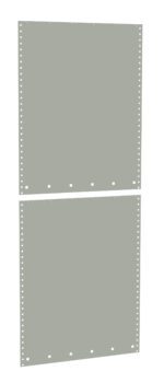 Two blank sheets of continuous feed perforated computer paper. The sheets are aligned vertically with small, evenly spaced perforations along the edges for use in tractor-fed printers.