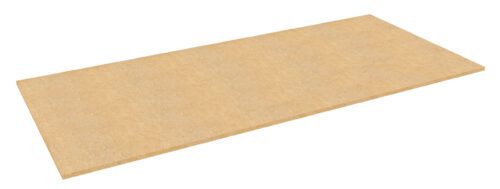 A large, rectangular sheet of medium-density fiberboard (MDF) with a smooth, light brown surface.