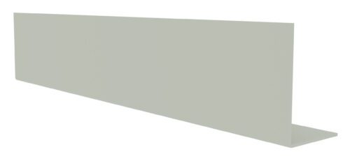 A thin, L-shaped metal beam with a gray finish, positioned diagonally against a white background.