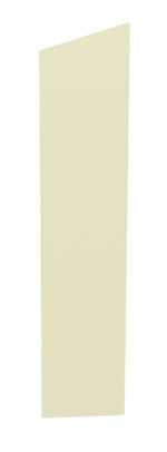A tall, thin, pale yellow rectangular shape with a slightly slanted top against a white background.