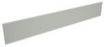 A blank, elongated strip of film with perforated edges, placed diagonally across a white background.
