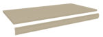 A beige metal shelf panel and a matching horizontal support bar are shown on a white background. The panel is rectangular with a smooth surface, and the support bar is seen below it, featuring small holes on both ends for assembly.