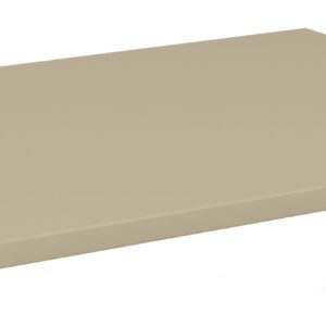 A beige, rectangular metal panel with a smooth surface and slightly rounded edges. The panel is laid flat, showcasing its thin profile and minimalist design.