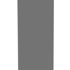 A tall, narrow, rectangular piece of gray wood or panel stands upright against a white background.