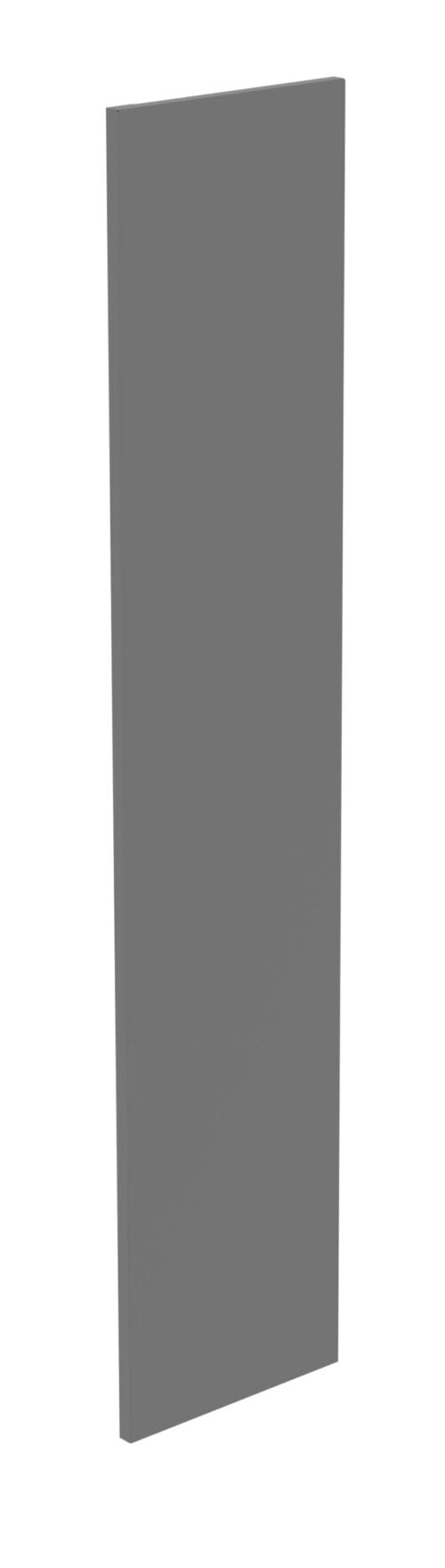 tgbzmohsjrjka6zlgt10.jpg A tall, narrow, rectangular piece of gray wood or panel stands upright against a white background.