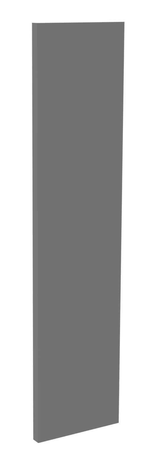 A tall, rectangular gray panel standing upright against a white background. The panel has smooth edges and a matte finish, casting a slight shadow to the right.