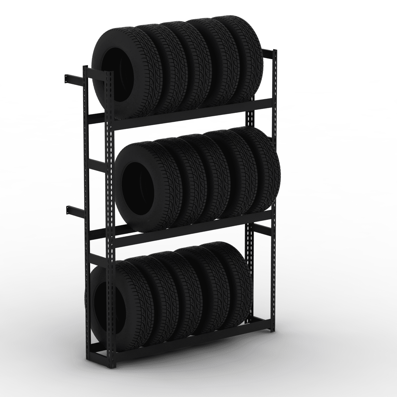 Rivet-Span Single Entry 3 Level Tire Rack Adder Unit