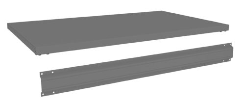 tiyistdlfkdyzc1pqegy.jpg Gray rectangular metal panel and support rail, both with small holes for screws, displayed on a white background. The panel appears flat while the rail is longer, with visible ridges and a hollow structure for attachment.