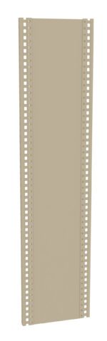 A vertical, beige, rectangular panel with a series of evenly spaced square holes along its longer edges.