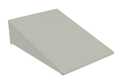 A light gray, wedge-shaped ramp made of smooth material. The ramp is shown in a three-dimensional perspective, with a flat top surface inclining upward from a narrow edge to a wider base.