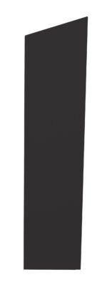 A tall, narrow, black rectangle with a slanted top, set against a white background.