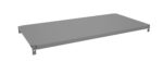 A rectangular, gray metal shelf bracket with mounting holes and a flat surface. The design appears simple and industrial. The bracket is shown from an angled perspective, highlighting its thickness and mounting features.