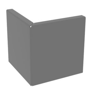 A grey object with a simple, geometric shape featuring straight edges and a corner, resembling two perpendicular panels joined together. The surface appears smooth and uniform.