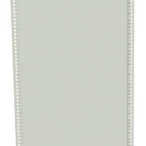 A light gray, rectangular metal panel with small perforated holes along the vertical edges, oriented vertically against a white background.