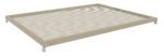 A beige perforated metal shelf with small circular holes, supported by white brackets on each corner. The shelf is rectangular and flat, designed for use in storage or as part of a shelving system.