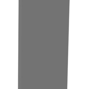 A tall, rectangular, plain gray door is shown upright against a white background. The doors surface is smooth, with no visible handles or designs.