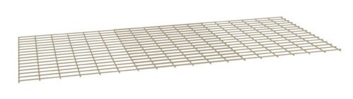 A rectangular beige metal grid with evenly spaced horizontal and vertical bars, angled downward from left to right.