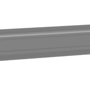 A long, flat, gray metal strip with slight ridges and holes at each end, likely used as a mounting bracket or support beam.