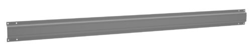 A long, flat, gray metal strip with slight ridges and holes at each end, likely used as a mounting bracket or support beam.