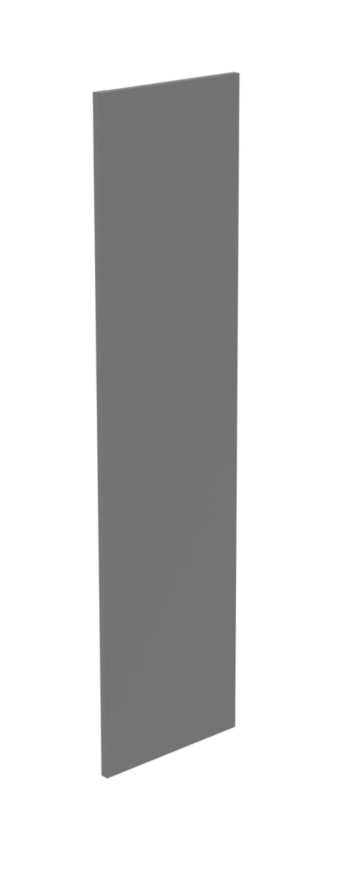 A tall, rectangular, and flat gray panel stands against a white background. The panel is shown from an angled perspective, highlighting its slim, vertical shape and clean edges.