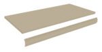 Beige, rectangular metal shelf with separate supporting bracket below, each with pre-drilled holes for assembly.