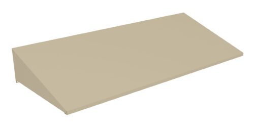 A beige, rectangular 3D object with a sloped top surface, resembling a simple geometric shape. It has clean lines and a uniform color, with the top surface angling downward from left to right.