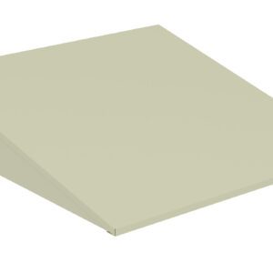3D rendering of a simple geometric ramp or wedge. The object is a triangular prism with a sloped top surface, colored in a light beige or off-white tone, set against a plain white background.