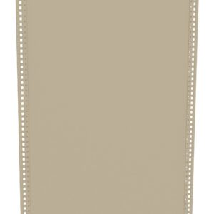 A beige, rectangular metal panel with perforated edges. The holes are evenly spaced, forming a grid pattern along both vertical sides. The panel is set against a plain white background.