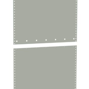 Two blank, rectangular sheets of paper with evenly spaced holes along the sides are aligned vertically. The top sheet has holes on all four sides, while the bottom sheet is cropped at the top with holes on three sides.