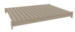 3D rendering of a beige metal platform with ribbed texture and raised edges. The platform appears industrial and is isolated on a white background.