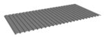 Illustration of a flat, rectangular, corrugated metal sheet with parallel ridges, oriented horizontally against a plain white background.