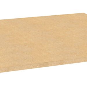 A plain, rectangular sheet of medium-density fiberboard (MDF) with a light brown color, shown on a white background. The board appears smooth and flat, with slightly visible texture.