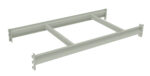 A 3D rendering of a light gray, rectangular metal framework with three horizontal crossbars and bracketed ends. The structure appears to be part of a support system or frame.