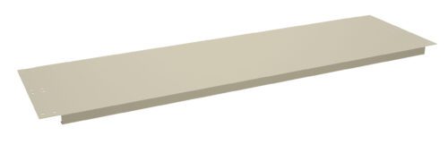 A long, flat, rectangular beige metal panel with four small holes near the corners, used for mounting or covering surfaces. The surface is smooth and the edges are slightly raised.