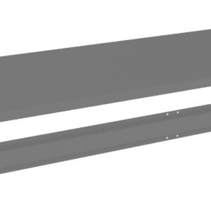 Gray rectangular metal shelf with a separate support bar below. The shelf has a simple, minimalist design and is viewed against a plain white background.