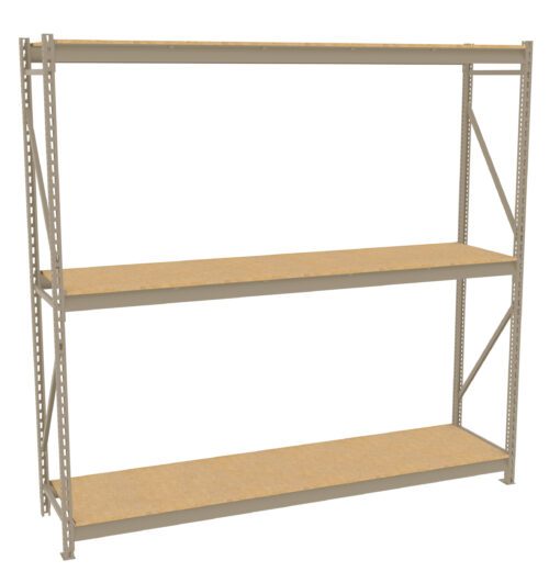 ukmavonwc8em7yfdoai1.jpg A metal storage rack with three wooden shelves is shown. It has a simple, open-frame design with vertical metal supports and horizontal beams, ideal for organizing and storing items. The shelves are evenly spaced.