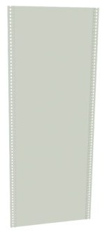 A tall, light gray perforated metal panel with evenly spaced holes along its vertical edges.