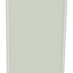 A tall, light gray perforated metal panel with evenly spaced holes along its vertical edges.