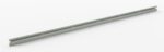 A long, thin, gray metal rail with evenly spaced holes along its length, set against a white background.