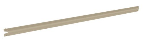 A long, beige metal bar with a slightly curved surface, featuring small holes at both ends. The bar is isolated against a white background, appearing to be a component of a larger structure.
