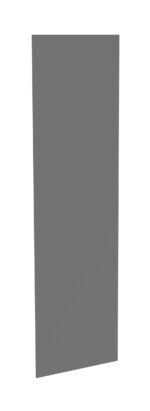 A tall, rectangular, gray standing banner against a white background.