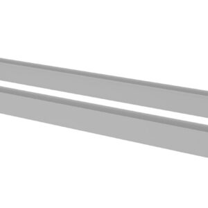 Two long, gray, metal C-shaped channels are placed side by side on a white background. The channels have an open side and parallel, flat surfaces.
