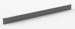 A long, flat, gray metal bar with a smooth surface, featuring several small holes along its length.