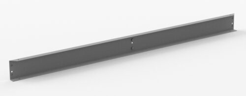 uxehfggje61tvm3gzk1u.jpg A long, flat, gray metal bar with a smooth surface, featuring several small holes along its length.