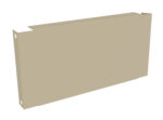 A beige, rectangular metal panel with a slight overhang on the top edge. It has a smooth surface and features two holes on either end for mounting or attachment purposes.