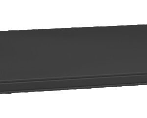A black rectangular desk shelf, shown from a slightly angled perspective, against a plain white background. The shelf has clean, sharp edges and a smooth surface.