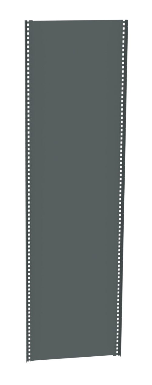 A vertical gray film strip with perforated edges running along both sides. The strip is featureless, lacking any visible images or markings.
