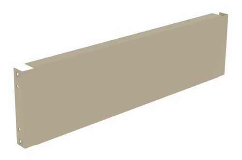 Beige rectangular metal panel with a right-angled edge and three small holes on one side, standing upright against a white background.