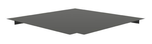 Simple geometric shape illustration depicting an angled, flat, dark gray rectangular surface on a white background. The shape appears slightly elevated, creating a sense of depth.