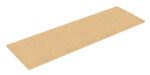 Rectangular piece of medium-density fiberboard (MDF) with a smooth, light brown surface, viewed from an angle against a white background.